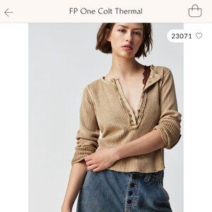NWT Free People One Colt Thermal in Beige, XS